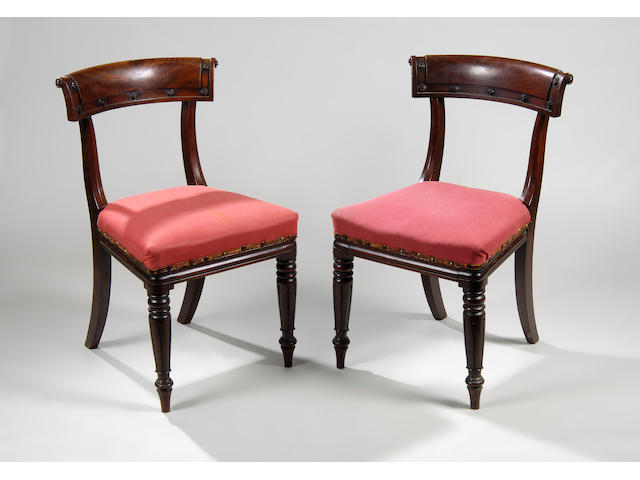 A set of six George IV mahogany dining chairs,