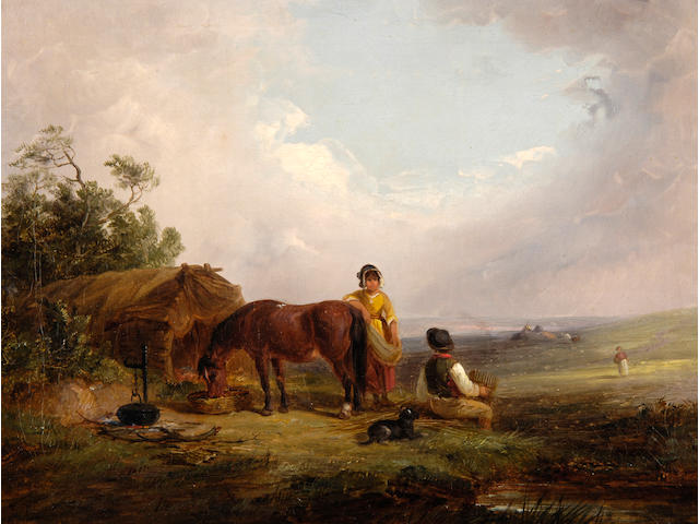 Thomas Smythe (1825-1906) A pony feeding 31 x 41cm (12 x 16in).