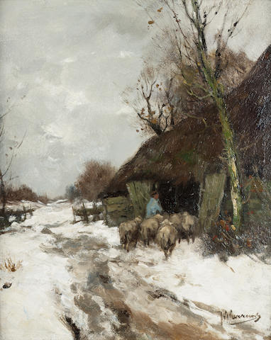Johan Frederik Cornelis Scherrewitz (Dutch 1868-1951) The shepherd 28 x 23 cm. (11 x 9 in.)