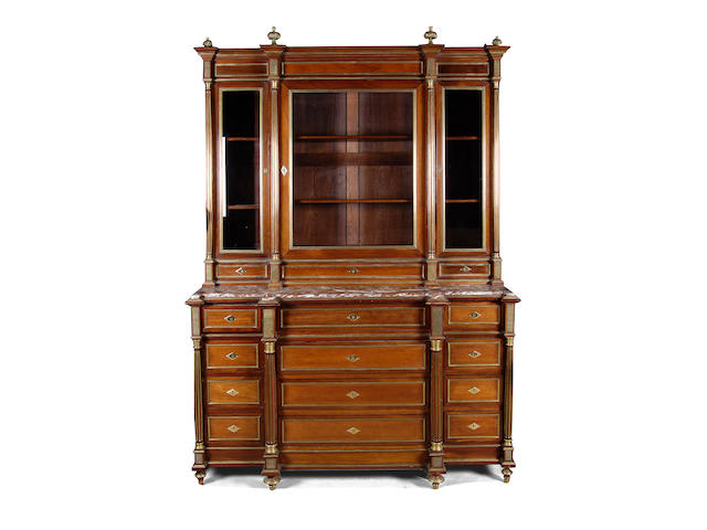 A Louis XVI style mahogany secretaire bookcase,