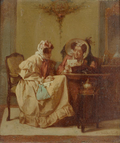 Alexander Hugo Bakker-Korff (Dutch 1824-1882) Scandal and tea 11.5 x 14 cm. (4 1/2 x 5 1/2 in.)