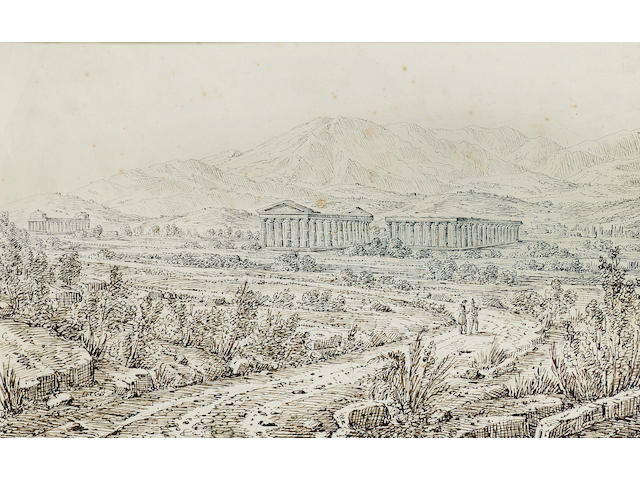 Antonio Senape (1788-1850) Temple of Hera, Paestum; and another - Aquaducts, Maddalone, 18 x 28.5 cm. (7 x 11 1/4 in.); 17 x 25 cm. (6 3/4 x 10 in.) (2).