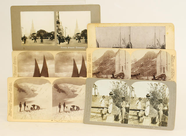 Stereoscopic views approx. one hundred and twenty curved mount, world views including Underwood & Underwood ships. and others. (qty)