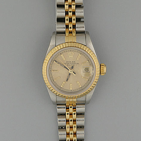 Rolex.  A steel and gold lady's automatic Datejust calendar wristwatch,