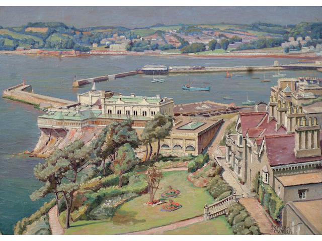 Herbert Truman (fl.1912-1933) 'Marine spa and harbour, from Imperial Hotel, Torquay' 40 x 56cm