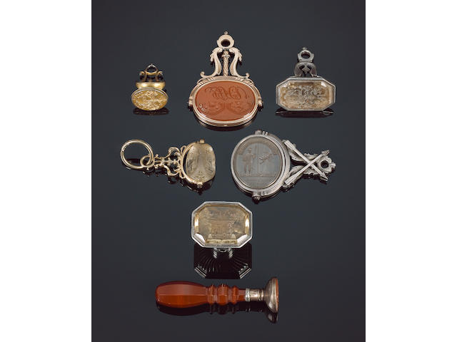 A family collection of late 18th and 19th century table and fob seals,