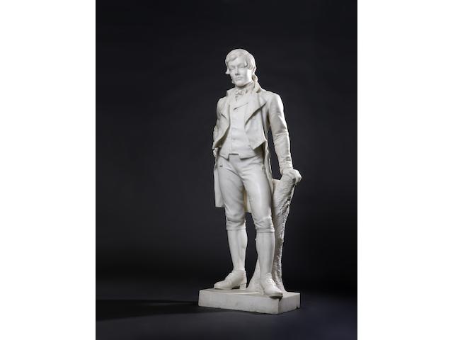Thomas Stuart Burnett ARSA 1853-1888 A carved white marble statue of Robert Burns