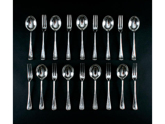 A canteen of Hanoverian rat-tail cutlery for twelve settings by John Reading & Sons, Sheffield 1921-25