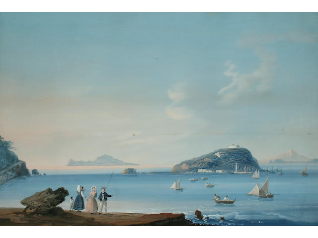Neapolitan School (mid 19th century) "Isola di Nisita", and " Eruzzioni Del 1857", a pair,