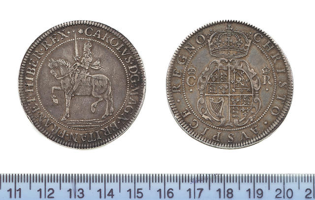 Charles I, Nicolas Briot's Coinage, first milled issue (1631-32), Crown, 30.0g, CAROLUS D G MAGN BRITAN FRAN ET HIBER REX, equestrian figure of king left,