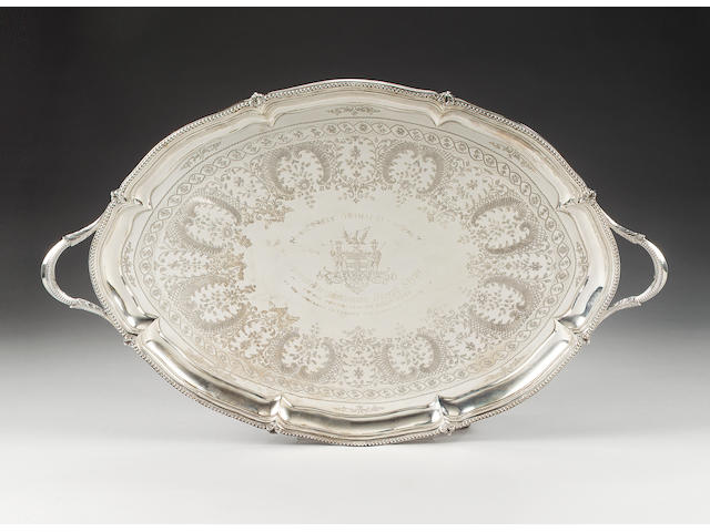 A late Victorian silver two-handled tray, by John Aldwinckle and Thomas Slater, London 1890,