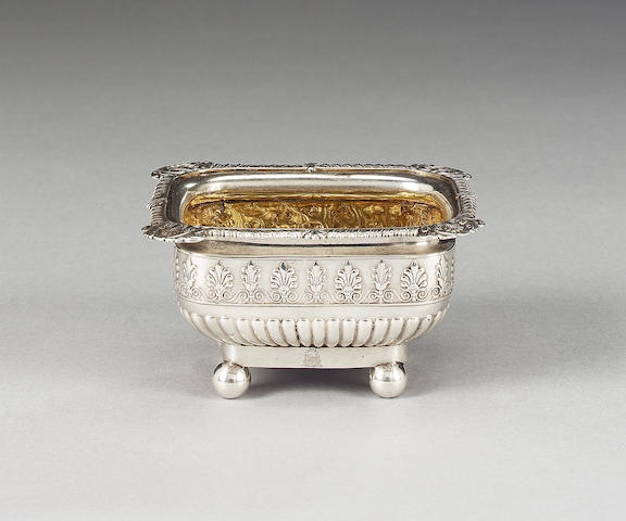 A good George III silver oblong salt, by Philip Rundell, London 1819,