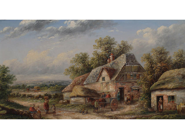 E. Masters (British, 19th Century) The Cross Keys Inn; A farmyard scene. each 25.5 x 46cm (10 x 18 1/8in) (2)