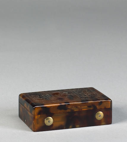 A tortoiseshell musical snuff box, Swiss, circa 1830,