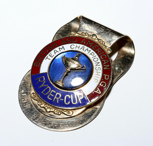 A 1967 Ryder Cup silver and enamel money clip