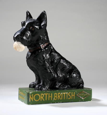 A North British Sylvac Scottie Dog on rare green plinth