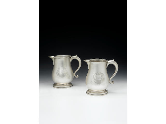 A pair of George II silver beer jugs, by Humphrey Payne, London 1732,  (2)