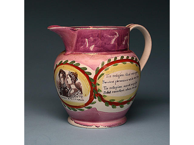 Victoria and Albert, a Sutherland lustre jug circa 1839,