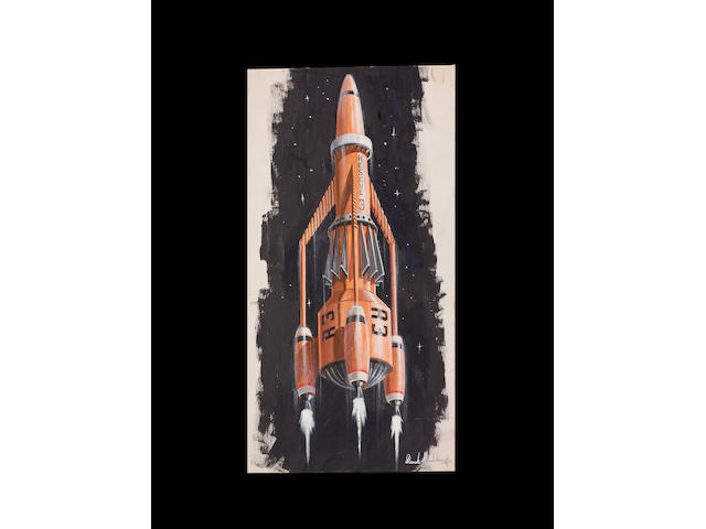 An original concept painting of Thunderbird 3, from Thunderbirds 1965-6,