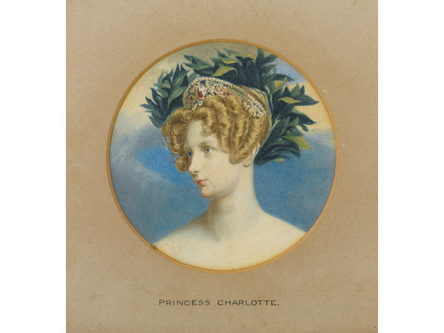 English School, Princess Charlotte Augusta of Wales (1796-1817), her fair hair adorned with jewelled diadem and laurel leaves