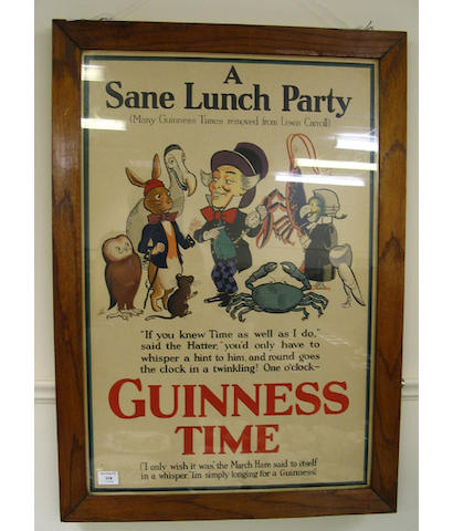 An original Guinness poster "A Sane Lunch Party" circa 1930,