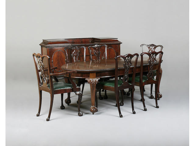 A Chippendale style mahogany dining suite