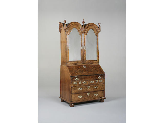 A Queen Anne walnut bureau cabinet