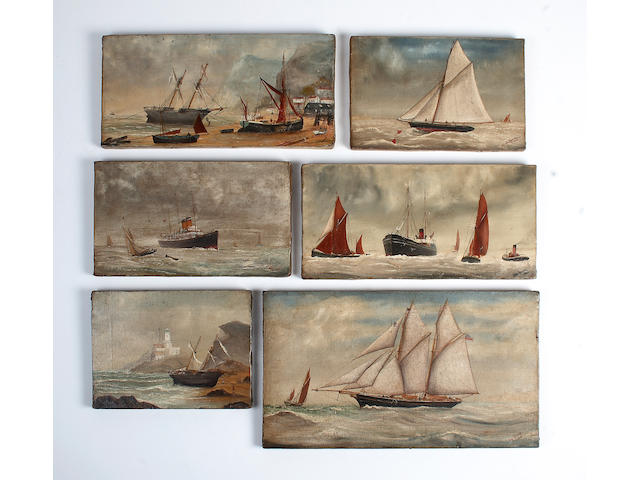 Tom Martin Six paintings of boats, dated 1900-1906