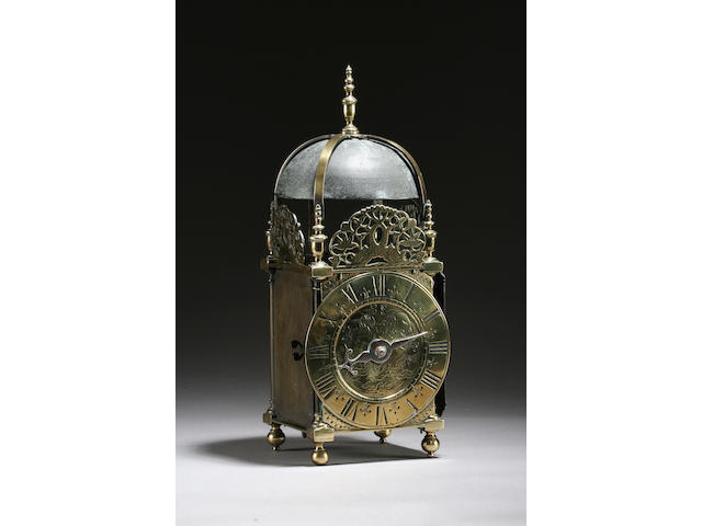 A brass lantern clock, Joseph Littlemore, circa 1720,