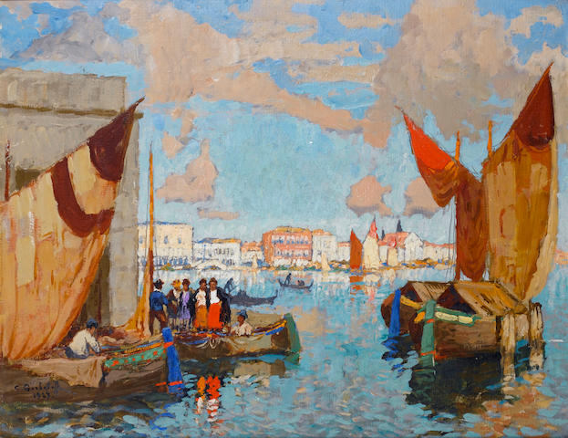 Konstantin Ivanovich Gorbatov, 1876-1945 The Grand Canal, Venice 44.7 x 57.3 cm. (18 &#190; x 22 &#189; in.)