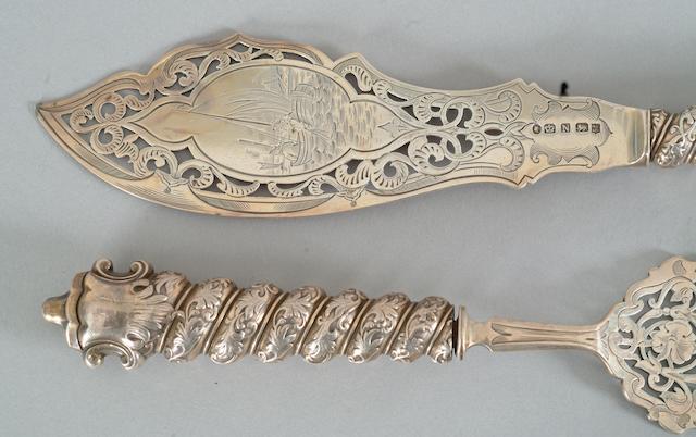 A fish knife and fork Martin Hall & Co, Sheffield 1856,  (2)