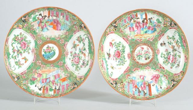 A pair of Cantonese famille rose plates