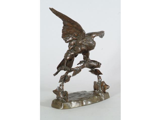 A French bronze model of a bird