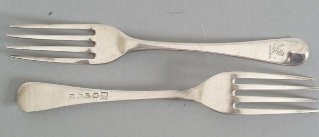 A set of six desssert forks Peter & William Bateman, 1807,  (6)
