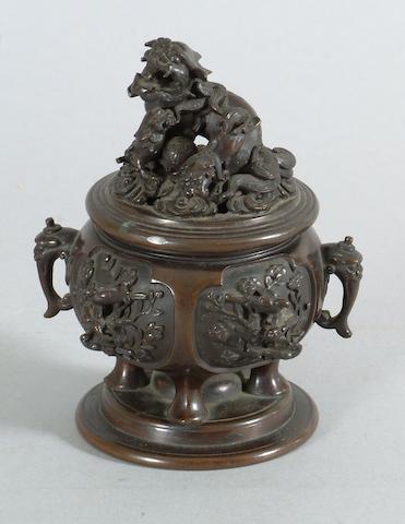A Japanese bronze Koro and cover