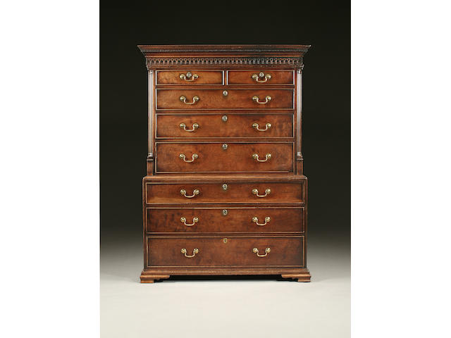 A George III mahogany chest-on-chest or tallboy