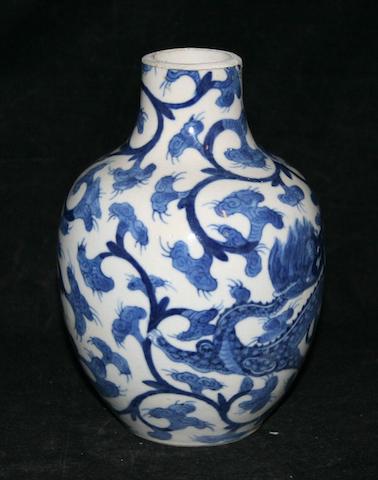 A blue and white vase, Yongzheng six-character mark but 19th Century