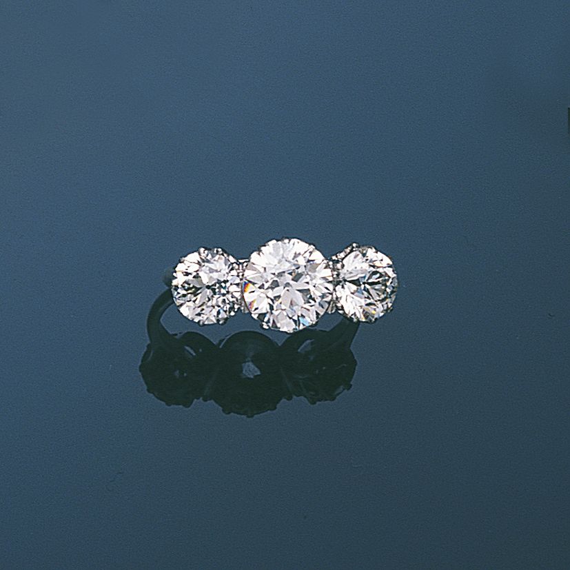 A diamond three-stone ring