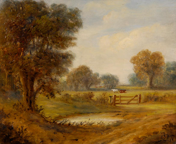 Christopher Mark Maskell (1846-1933) Pastoral landscape 24.5 x 29.5cm (9&#189; x 11&#189;in).