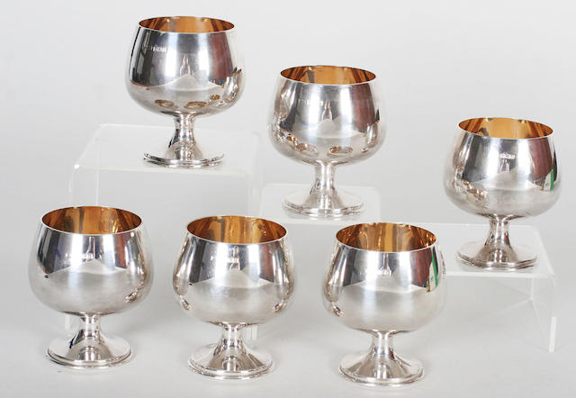 A set of six brandy goblets Maker's mark 'ATG', Birmingham, 1968,  (6)