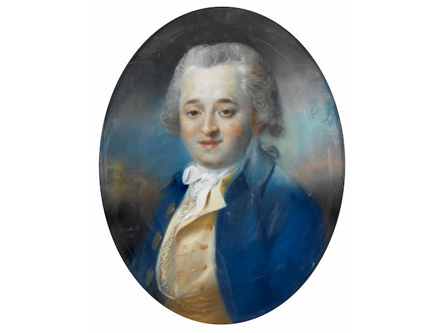 John Russell (British, 1745-1806) Portrait of a gentleman in a blue coat 57.5 x 44 cm.