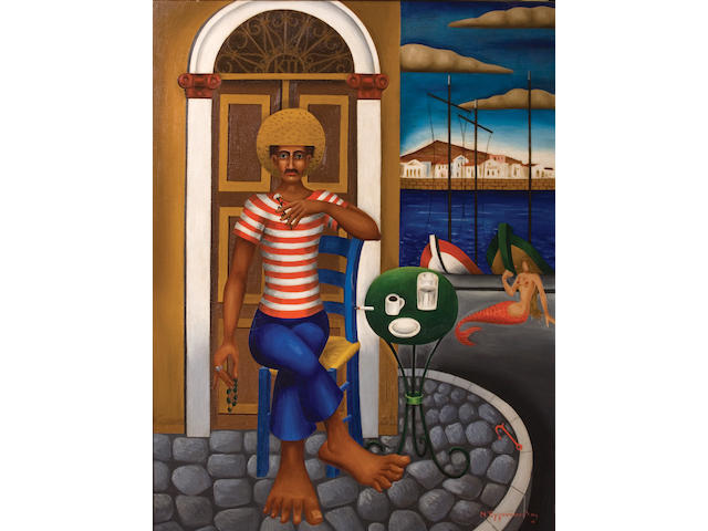 Nikos Engonopoulos (1910-1985) The sailor 92 x 73.5 cm. (36 1/4 x 29 in.)