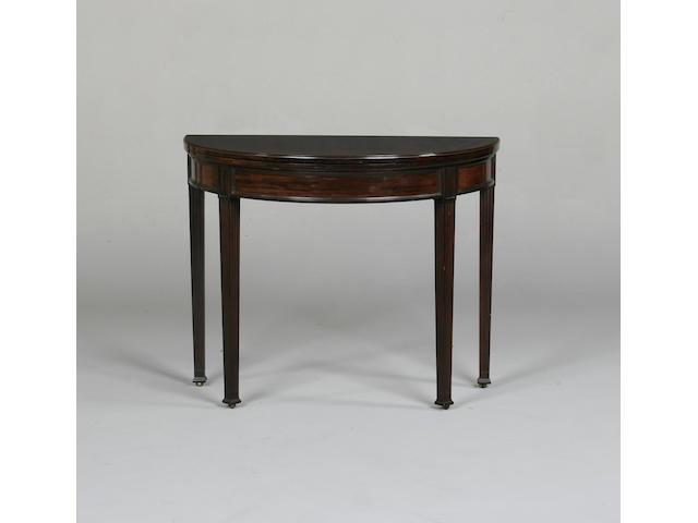 A pair of 20th century rosewood demi-lune card tables