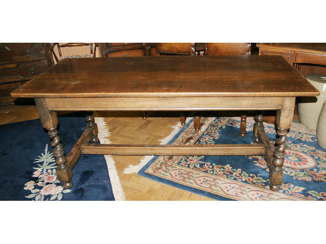 A 20th century, 17th century style oak refectory table,