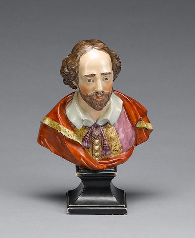 A pearlware bust of William Shakespeare, circa 1810