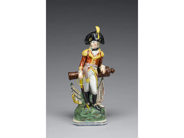 A pearlware military figure, possibly the Duke of Wellington, circa 1810-15