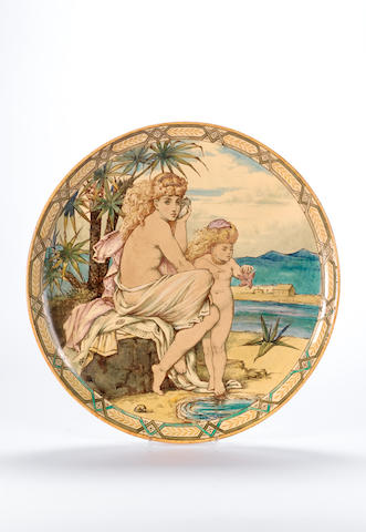 William Stephen Coleman for Minton A Large Hand-Painted Charger, circa 1875
