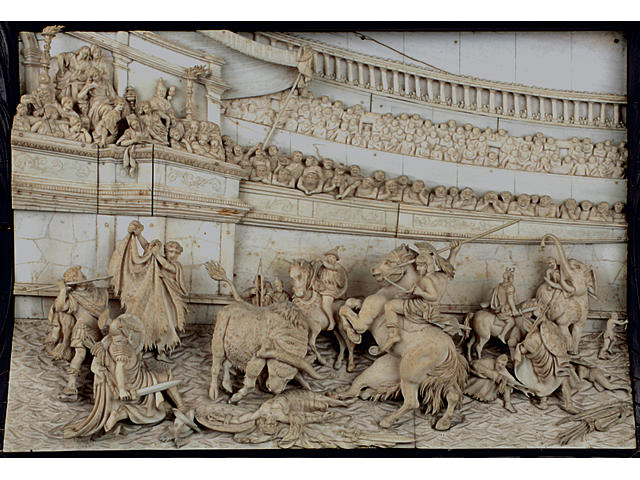 A Dieppe carved sectional ivory plaque