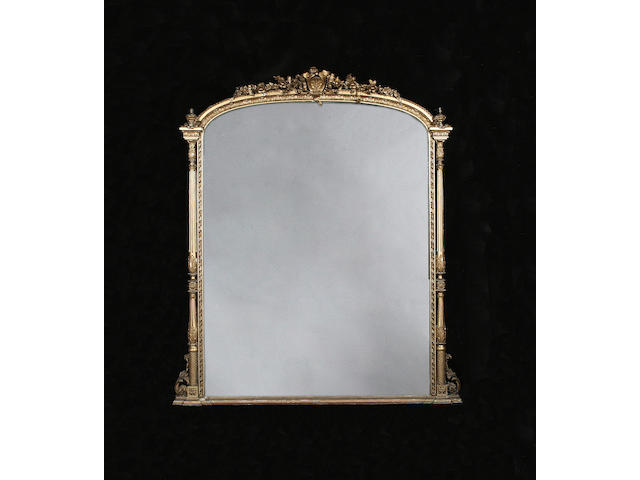 A late 19th century gilt and composition overmantel mirror
