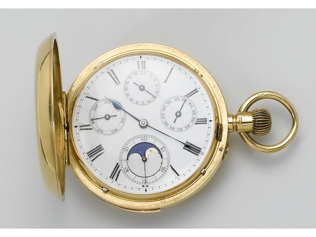 Swiss. A late 19th century 18ct gold minute repeater full hunter pocket watch retailed by Sir John Bennet, 65 & 64 Cheapside, London